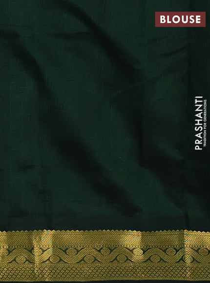 Silk cotton saree multi colour and dark green with allover paalum pazhamum checks & buttas and zari woven border