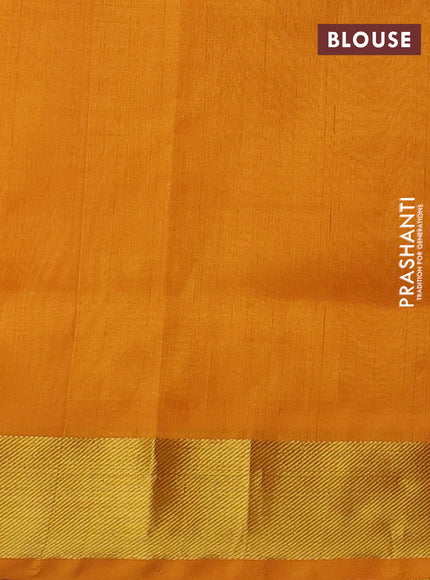 Silk cotton saree maroon and mango yellow with allover paalum pazhamum checks & buttas and zari woven border