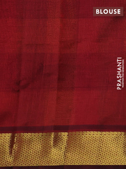 Silk cotton saree multi colour and maroon with allover paalum pazhamum checks & buttas and zari woven border