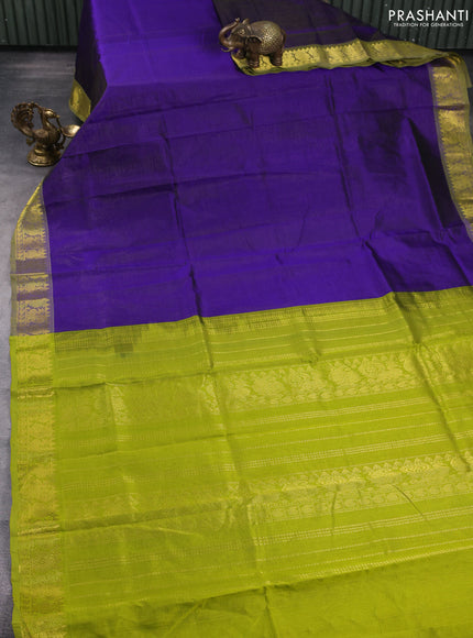 Silk cotton saree blue and light green with allover vairaosi pattern and zari woven border