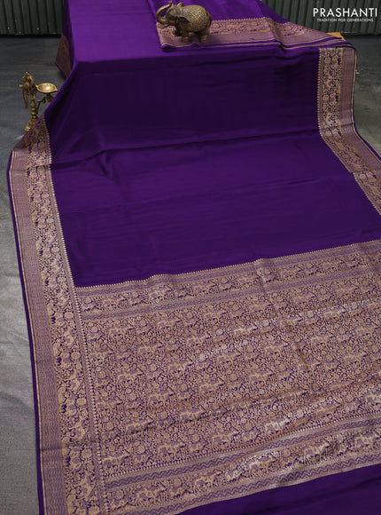 Pure banarasi georgette saree violet with woven buttas and woven border