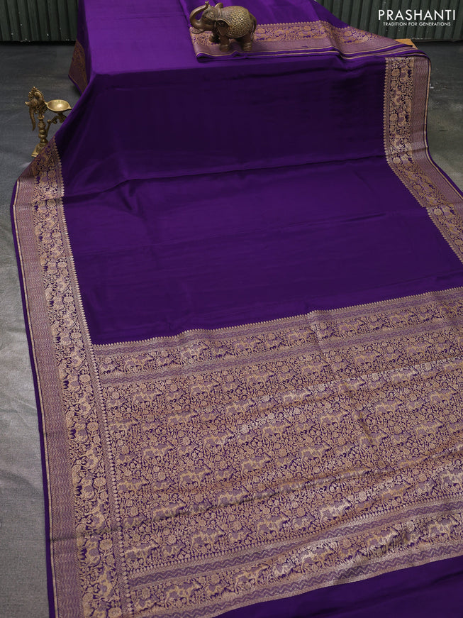 Pure banarasi georgette saree violet with woven buttas and woven border