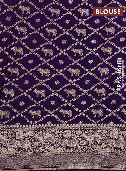 Pure banarasi georgette saree violet with woven buttas and woven border