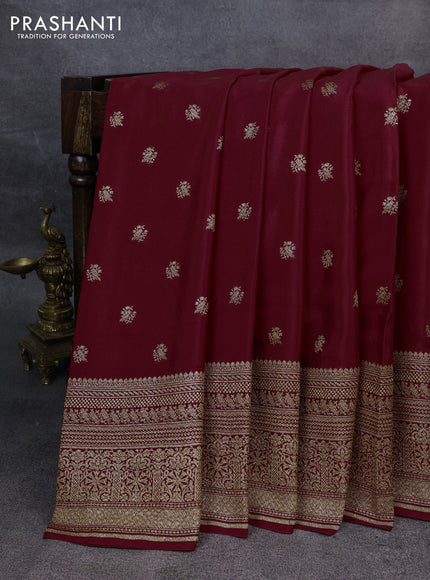Pure banarasi georgette saree red with woven buttas and woven border