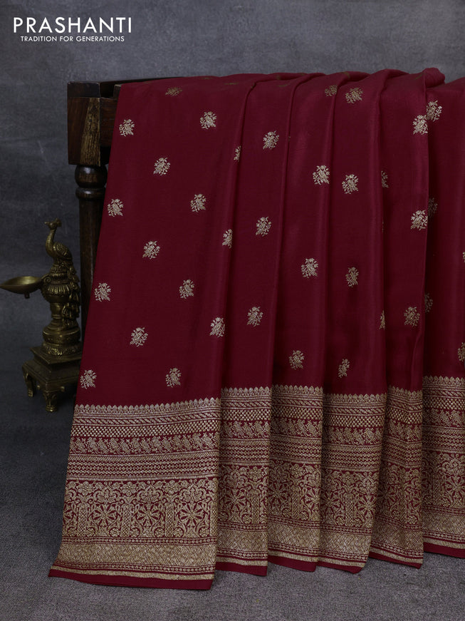 Pure banarasi georgette saree red with woven buttas and woven border