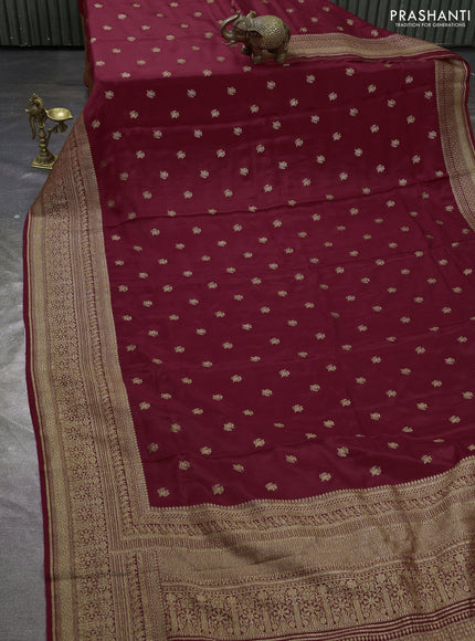 Pure banarasi georgette saree red with woven buttas and woven border