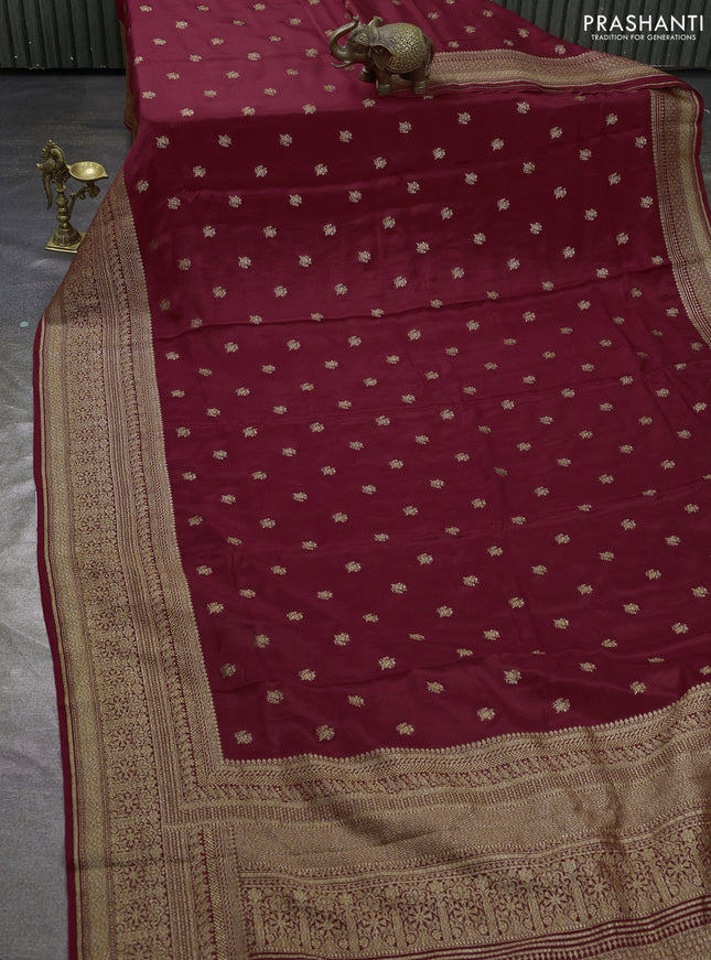 Pure banarasi georgette saree red with woven buttas and woven border