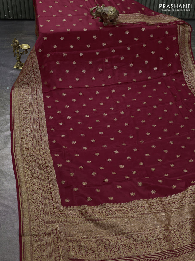 Pure banarasi georgette saree red with woven buttas and woven border
