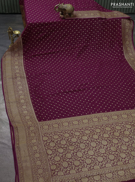 Pure banarasi georgette saree purple with woven buttas and woven border