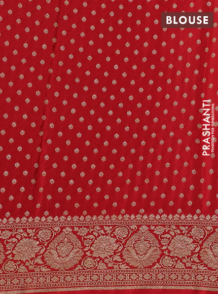 Pure banarasi georgette saree blue and red with allover thread & zari weaves and woven border