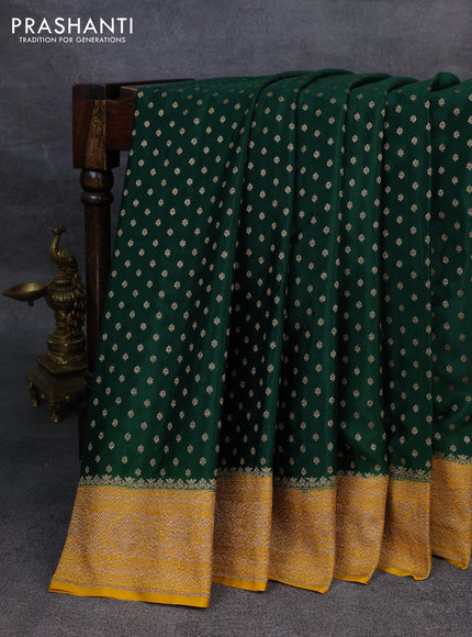 Pure banarasi georgette saree green and yellow with woven buttas and woven border
