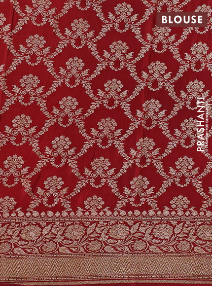 Pure banarasi georgette saree lime yellow and maroon with plain body and woven border