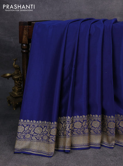 Pure banarasi georgette saree cs blue with plain body and woven border