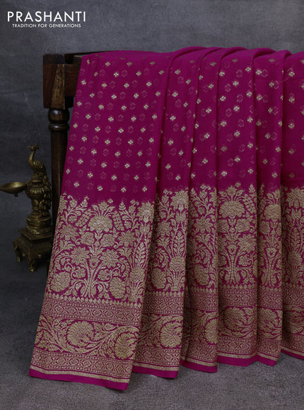 Pure banarasi georgette saree pink with allover thread & zari weaves and woven border