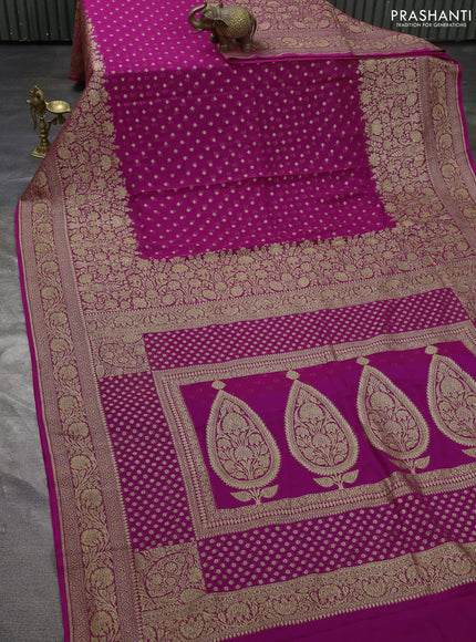 Pure banarasi georgette saree pink with allover thread & zari weaves and woven border