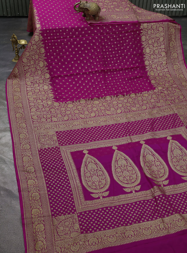 Pure banarasi georgette saree pink with allover thread & zari weaves and woven border
