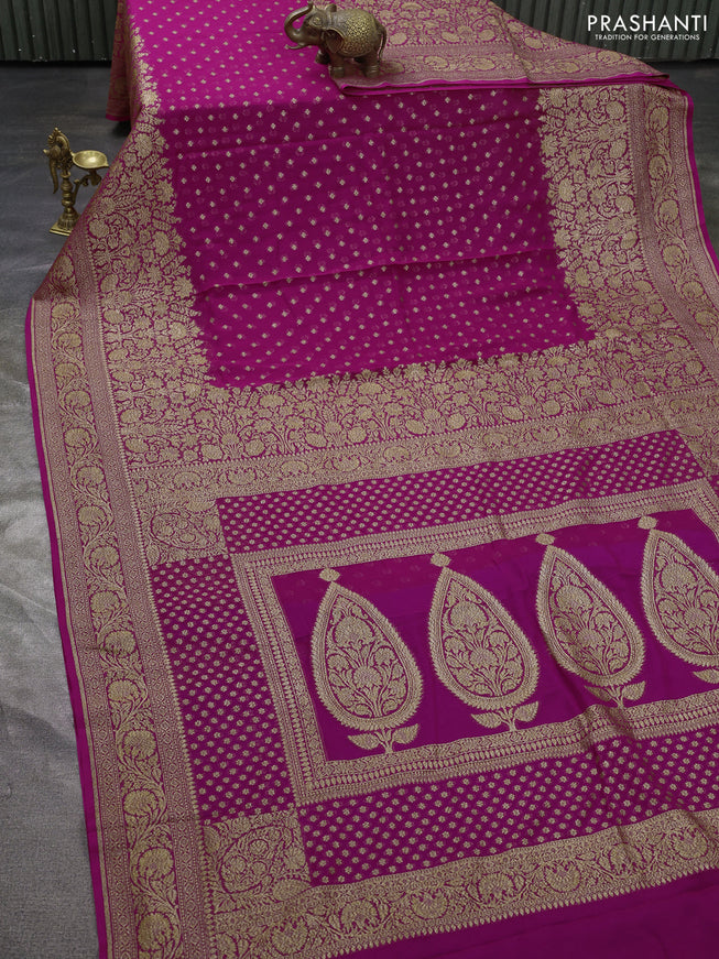 Pure banarasi georgette saree pink with allover thread & zari weaves and woven border