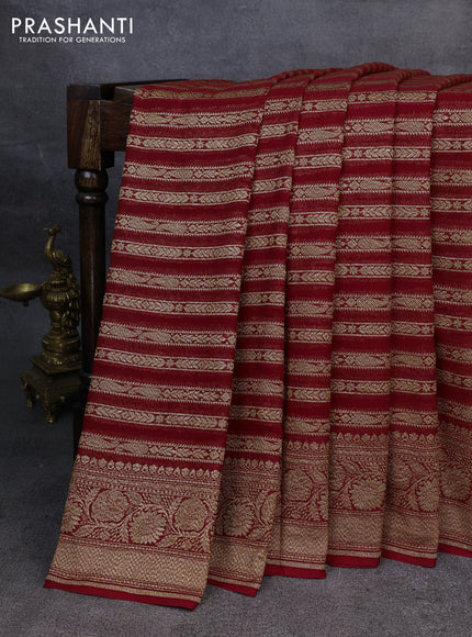 Pure banarasi georgette saree red with allover thread & zari weaves and woven border