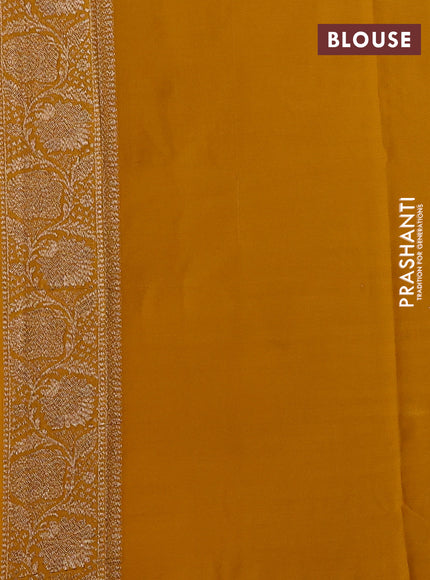 Pure banarasi georgette saree mustard yellow with allover thread & zari weaves and woven border