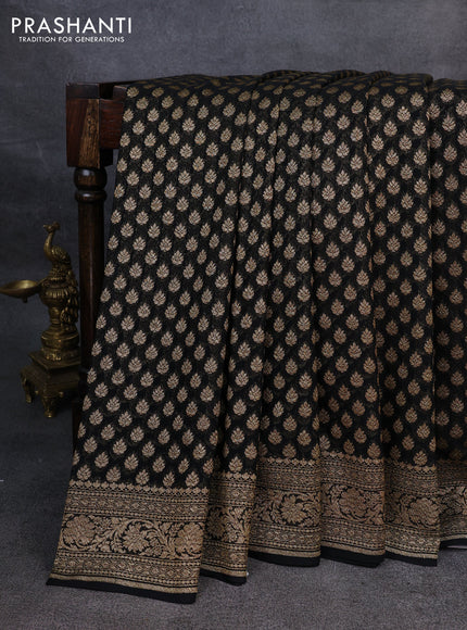 Pure banarasi georgette saree black with woven buttas and woven border