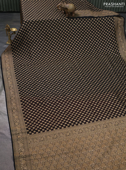 Pure banarasi georgette saree black with woven buttas and woven border