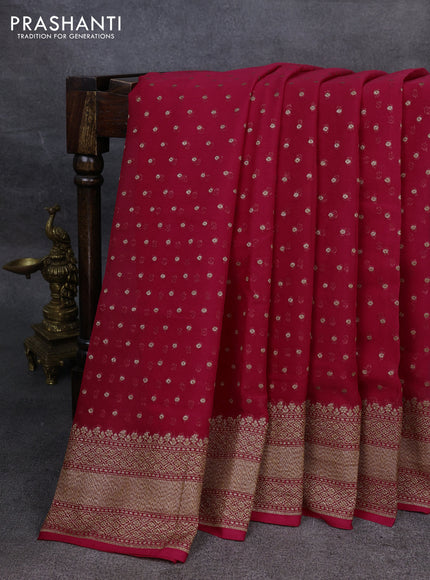 Pure banarasi georgette saree pink with woven buttas and woven border