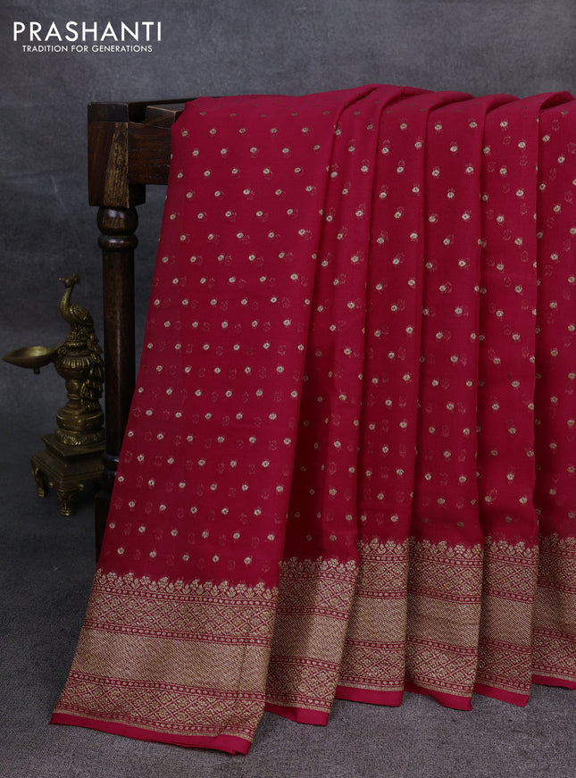 Pure banarasi georgette saree pink with woven buttas and woven border