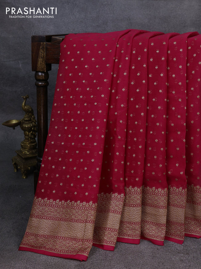 Pure banarasi georgette saree pink with woven buttas and woven border