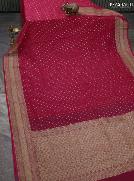 Pure banarasi georgette saree pink with woven buttas and woven border
