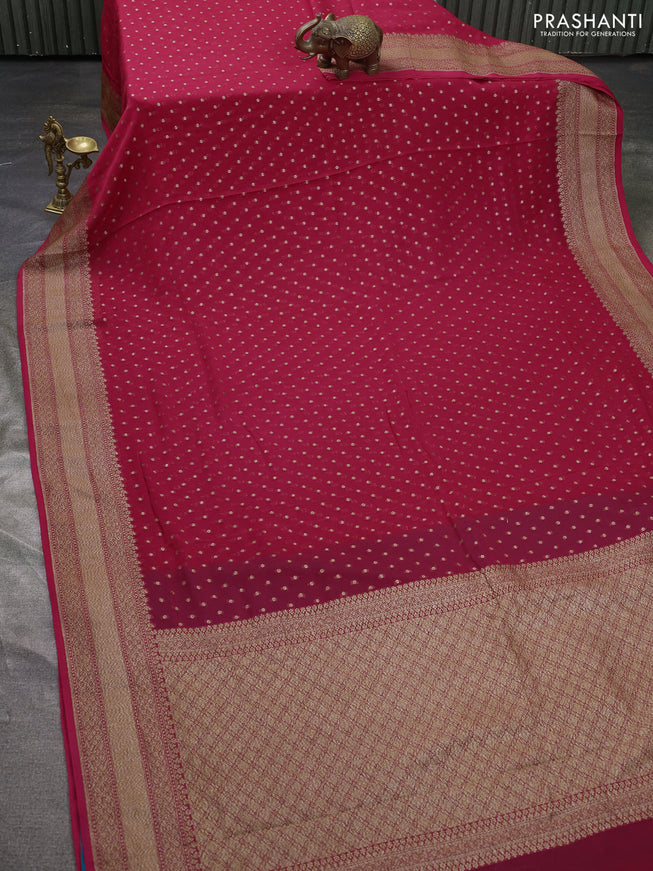 Pure banarasi georgette saree pink with woven buttas and woven border