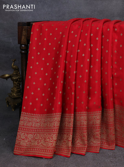 Pure banarasi georgette saree red with woven buttas and woven border