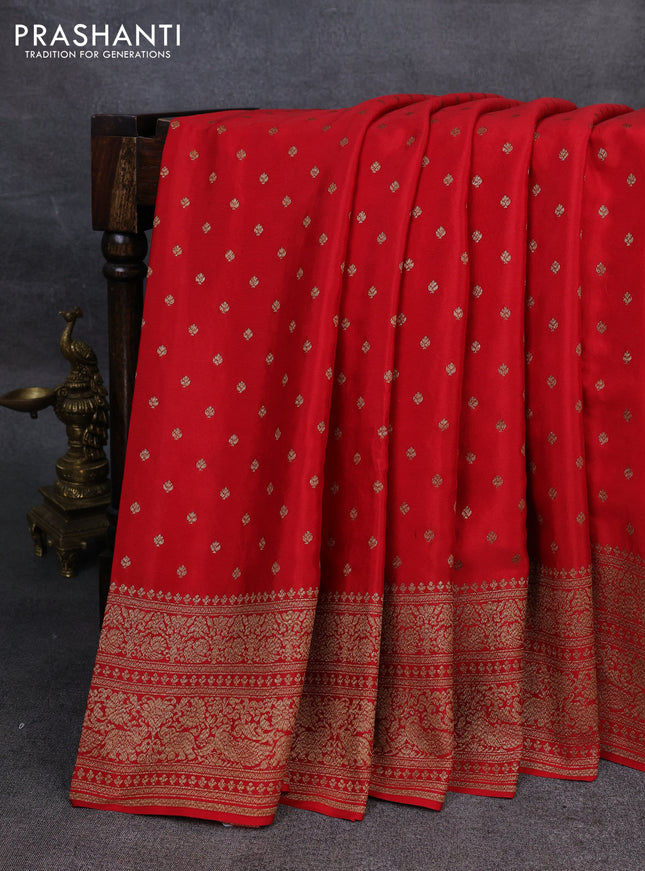 Pure banarasi georgette saree red with woven buttas and woven border