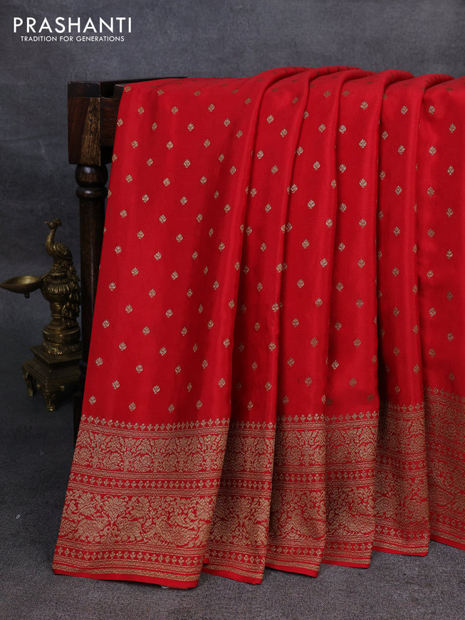 Pure banarasi georgette saree red with woven buttas and woven border