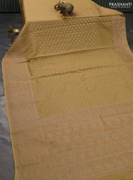 Pure banarasi georgette saree sandal with woven buttas and woven border