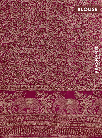 Pure banarasi georgette saree black and orange pink with woven buttas and woven border