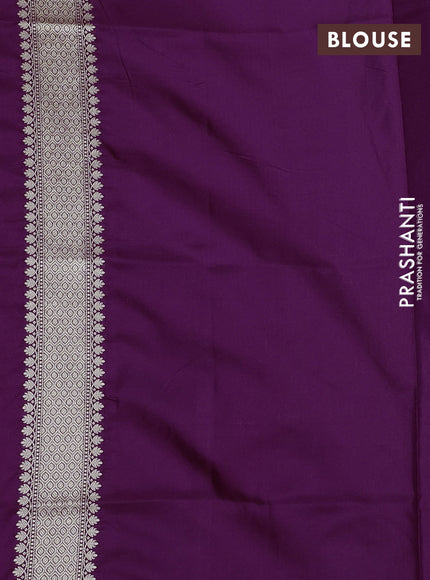 Banarasi silk saree purple with zari woven floral buttas and zari woven border
