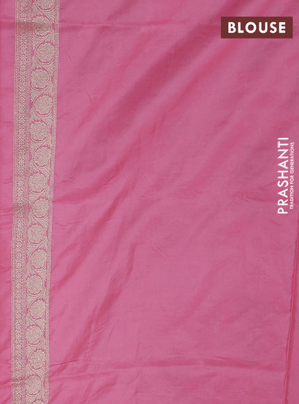 Banarasi silk saree light pink with allover zari weaves and zari woven border