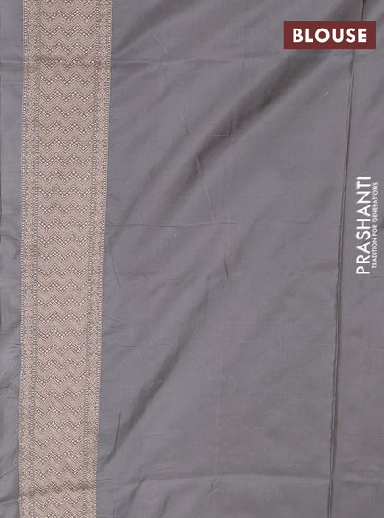 Banarasi silk saree grey with allover zari woven buttas and zari woven border