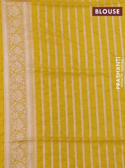 Banarasi silk saree mustard yellow with allover zari weaves and zari woven border