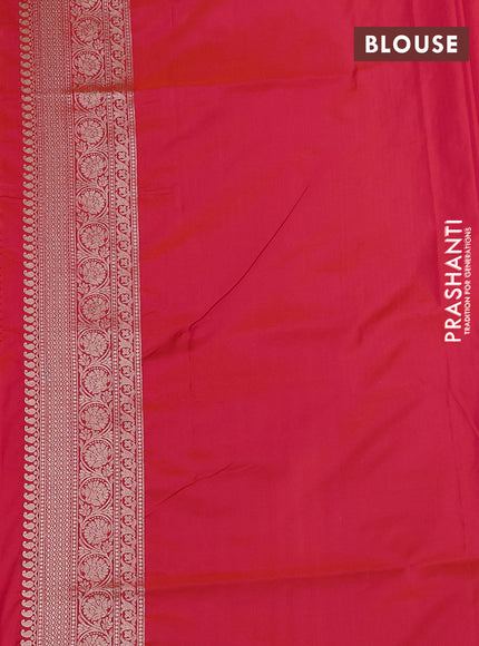 Banarasi silk saree dual shade of pinkish orange with allover zari weaves and zari woven border