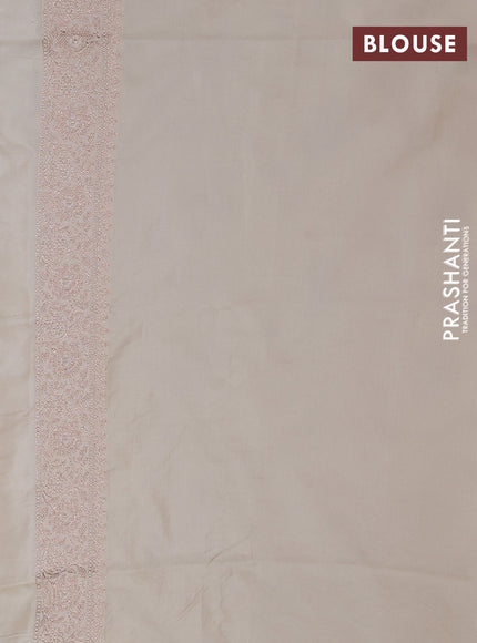 Banarasi silk saree cream with allover zari weaves and zari woven border