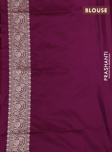Banarasi silk saree deep purple with allover zari weaves and zari woven border