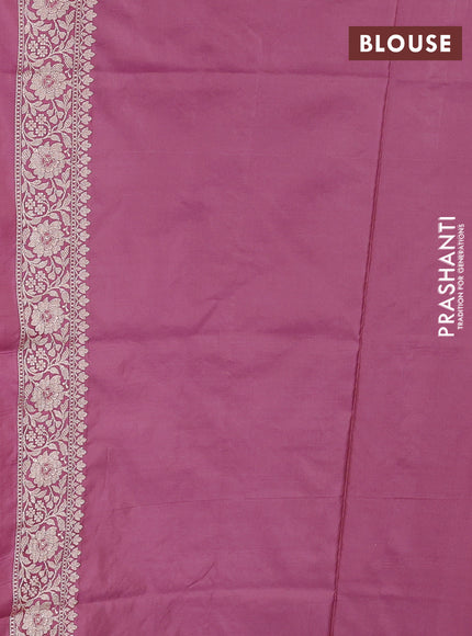 Banarasi silk saree mauve pink with allover zari weaves and zari woven border