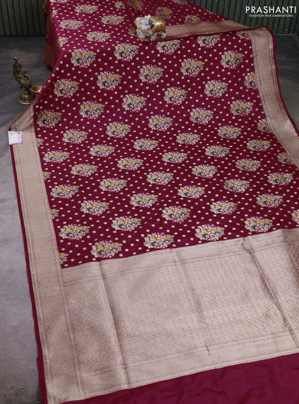 Banarasi silk saree maroon with allover zari weaves and zari woven border