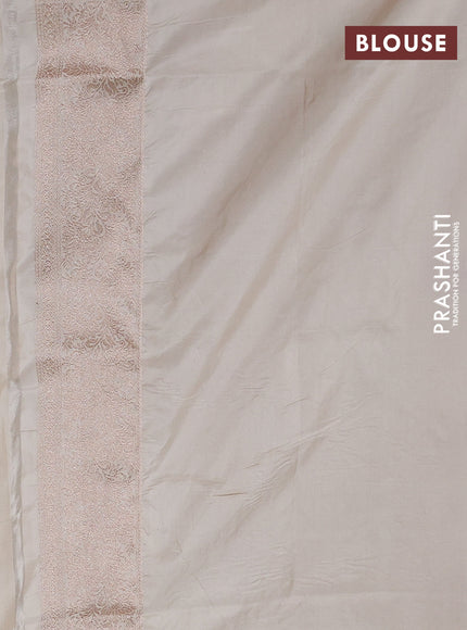 Banarasi silk saree cream with allover zari weaves and zari woven border