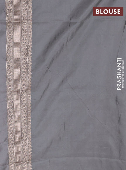 Banarasi silk saree grey with allover zari weaves and zari woven border
