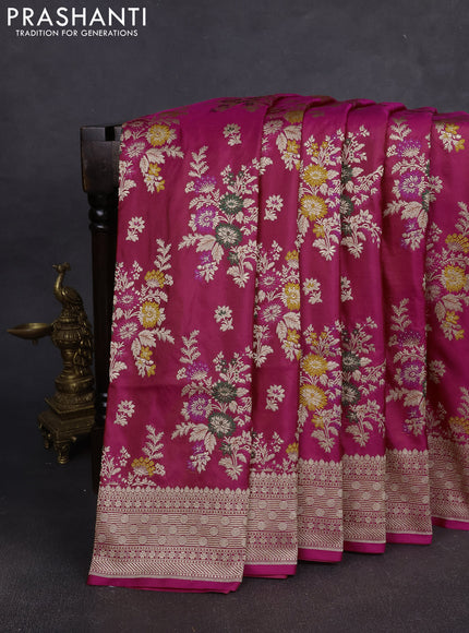 Banarasi silk saree pink with allover zari weaves and zari woven border