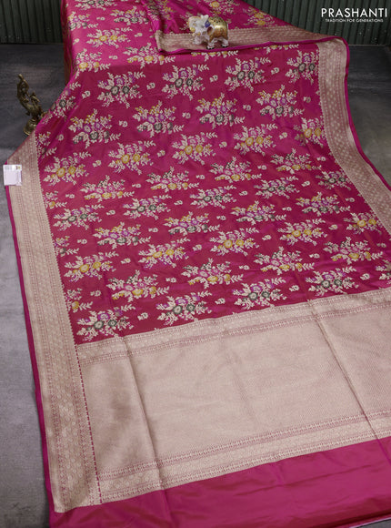 Banarasi silk saree pink with allover zari weaves and zari woven border