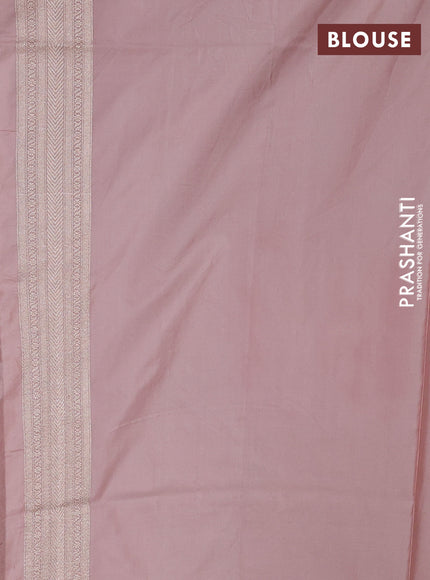 Banarasi silk saree peach shade with allover zari weaves and zari woven border