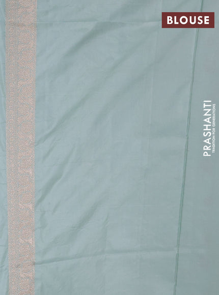 Banarasi silk saree pastel green with allover zari weaves and zari woven border